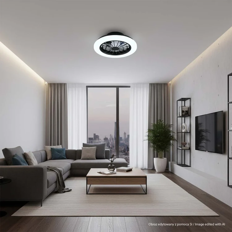 Okrągła lampa sufitowa LED GHANA z wentylatorem 24W